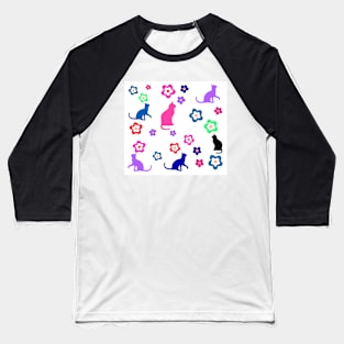 Cats and Flowers -  Gifts Cat Lovers Baseball T-Shirt